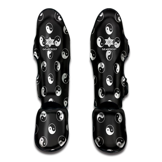 Grey And White Yin Yang Pattern Print Muay Thai Shin Guard
