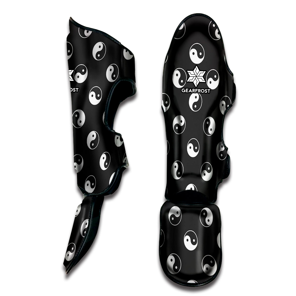 Grey And White Yin Yang Pattern Print Muay Thai Shin Guard