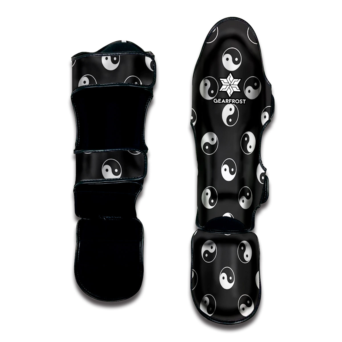 Grey And White Yin Yang Pattern Print Muay Thai Shin Guard