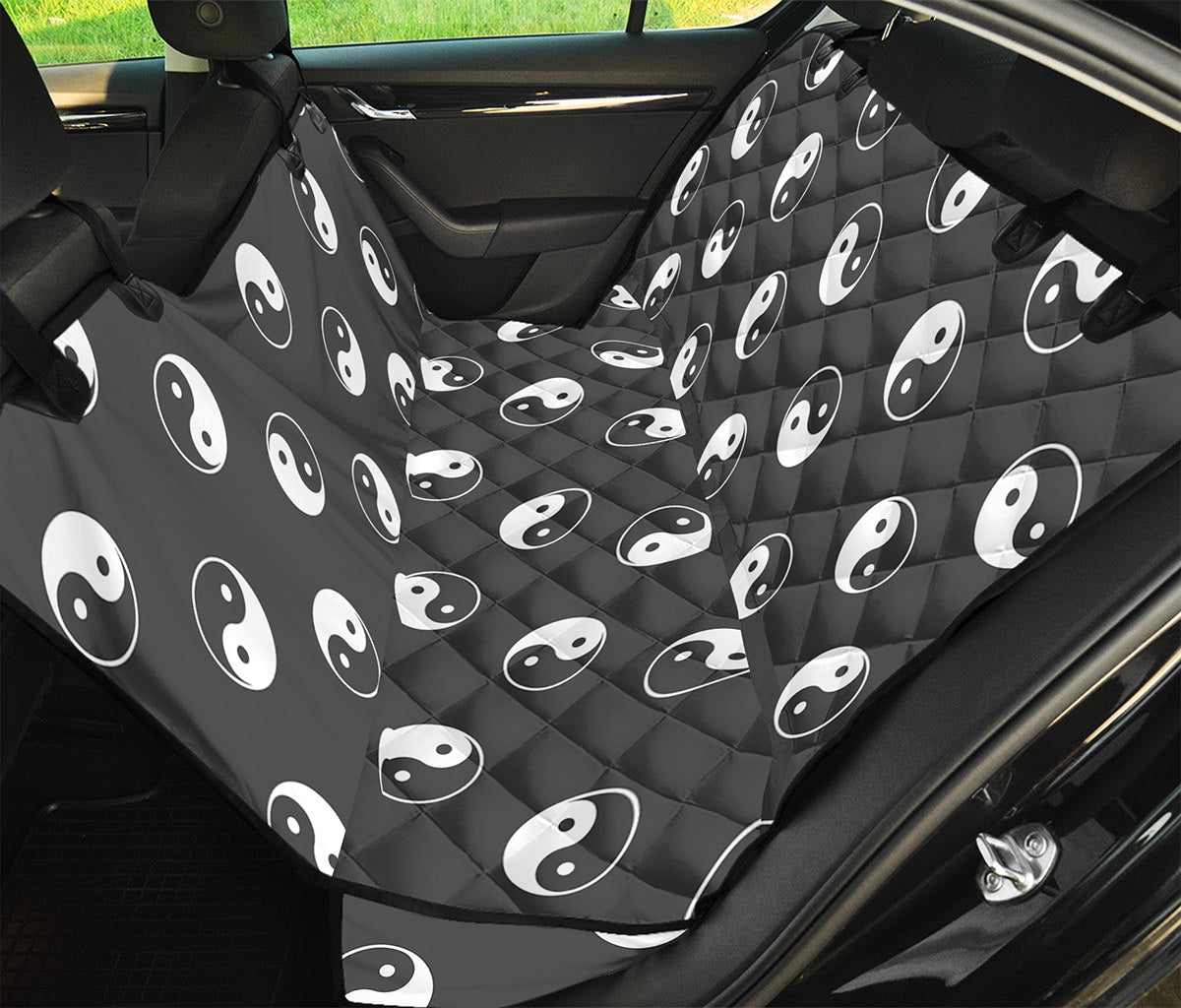 Grey And White Yin Yang Pattern Print Pet Car Back Seat Cover