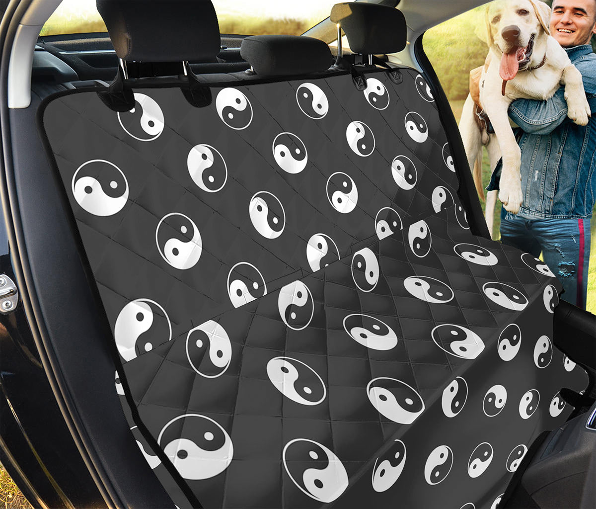 Grey And White Yin Yang Pattern Print Pet Car Back Seat Cover
