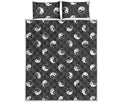 Grey And White Yin Yang Pattern Print Quilt Bed Set