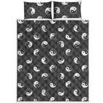 Grey And White Yin Yang Pattern Print Quilt Bed Set