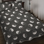 Grey And White Yin Yang Pattern Print Quilt Bed Set