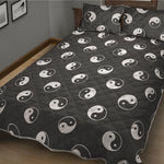 Grey And White Yin Yang Pattern Print Quilt Bed Set
