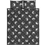 Grey And White Yin Yang Pattern Print Quilt Bed Set