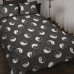 Grey And White Yin Yang Pattern Print Quilt Bed Set