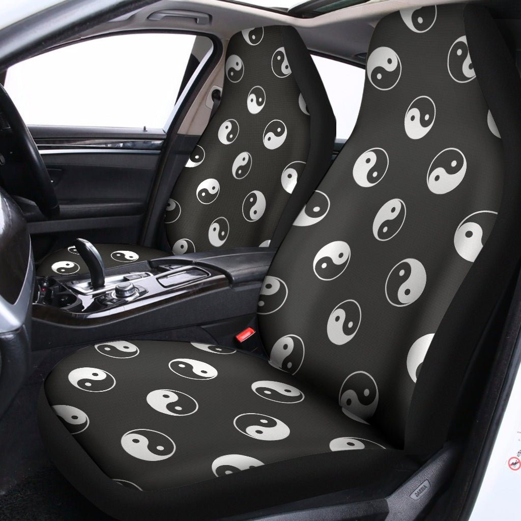 Grey And White Yin Yang Pattern Print Universal Fit Car Seat Covers