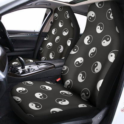 Grey And White Yin Yang Pattern Print Universal Fit Car Seat Covers