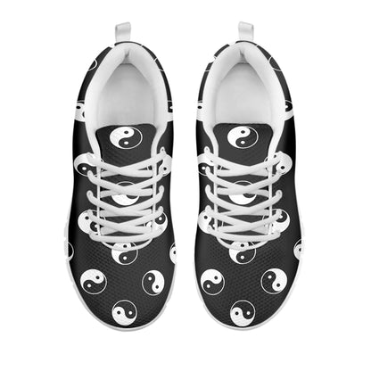 Grey And White Yin Yang Pattern Print White Sneakers