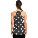 Grey And White Yin Yang Pattern Print Women's Racerback Tank Top