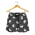 Grey And White Yin Yang Pattern Print Women's Shorts