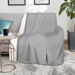 Grey And White Zigzag Pattern Print Blanket