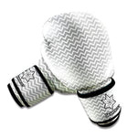 Grey And White Zigzag Pattern Print Boxing Gloves