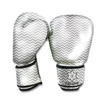 Grey And White Zigzag Pattern Print Boxing Gloves