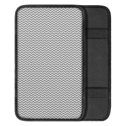 Grey And White Zigzag Pattern Print Car Center Console Cover