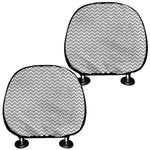 Grey And White Zigzag Pattern Print Car Headrest Covers