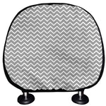 Grey And White Zigzag Pattern Print Car Headrest Covers