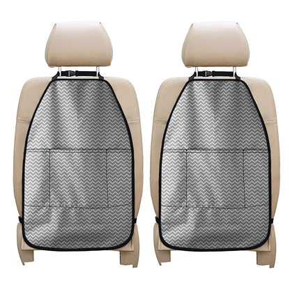 Grey And White Zigzag Pattern Print Car Seat Organizers