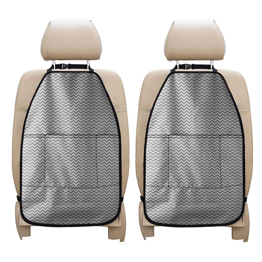 Grey And White Zigzag Pattern Print Car Seat Organizers
