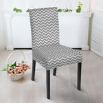 Grey And White Zigzag Pattern Print Dining Chair Slipcover