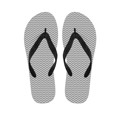 Grey And White Zigzag Pattern Print Flip Flops