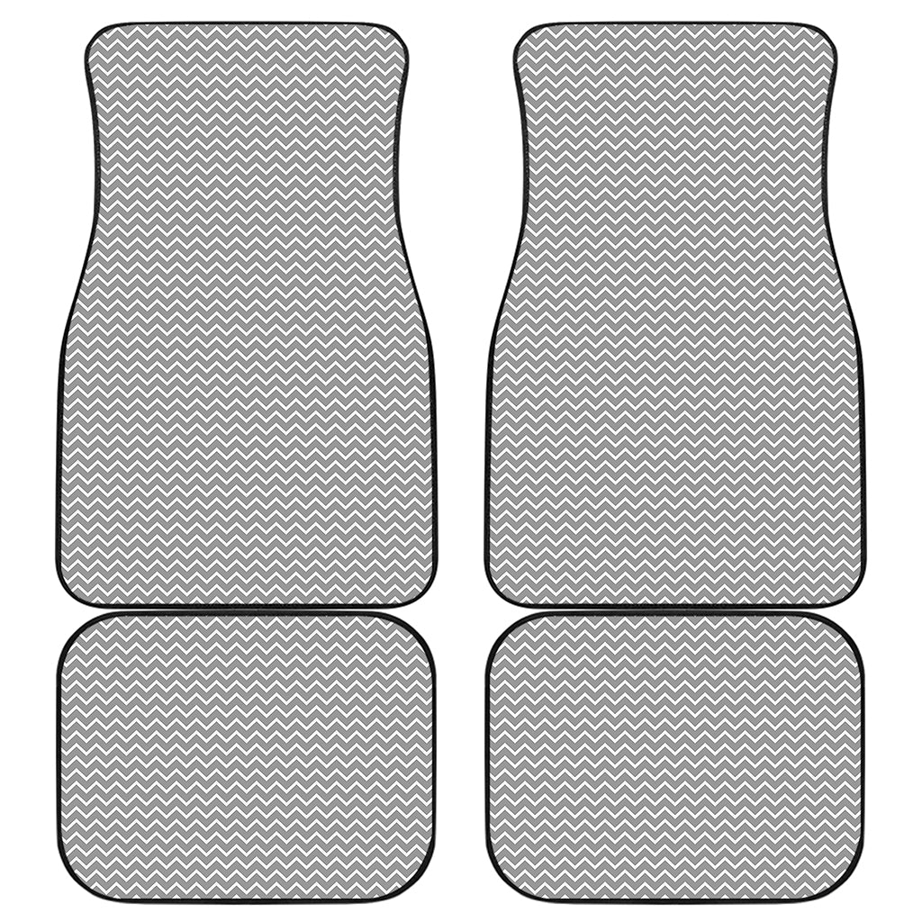 Grey And White Zigzag Pattern Print Front and Back Car Floor Mats