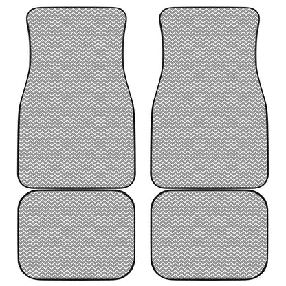 Grey And White Zigzag Pattern Print Front and Back Car Floor Mats