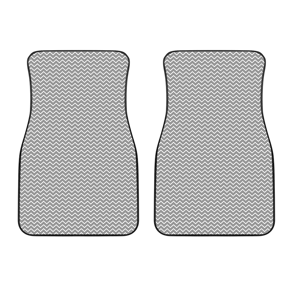 Grey And White Zigzag Pattern Print Front Car Floor Mats