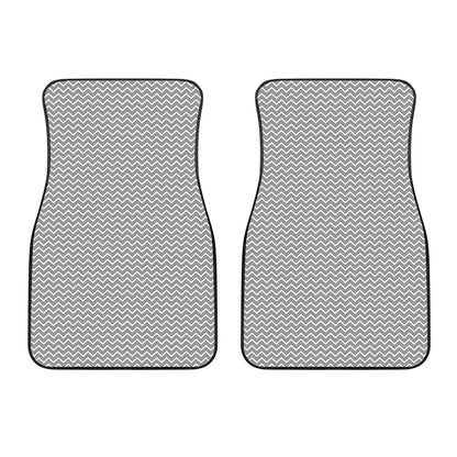 Grey And White Zigzag Pattern Print Front Car Floor Mats