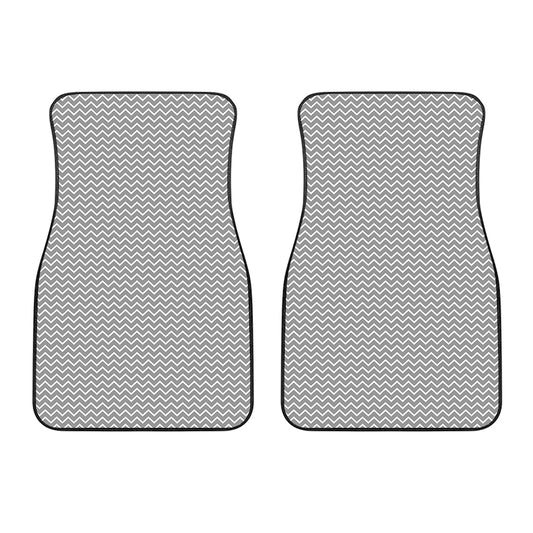 Grey And White Zigzag Pattern Print Front Car Floor Mats