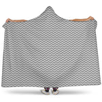 Grey And White Zigzag Pattern Print Hooded Blanket