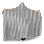 Grey And White Zigzag Pattern Print Hooded Blanket