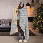 Grey And White Zigzag Pattern Print Hooded Blanket