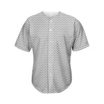 Grey And White Zigzag Pattern Print Men's Baseball Jersey