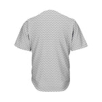 Grey And White Zigzag Pattern Print Men's Baseball Jersey