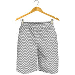 Grey And White Zigzag Pattern Print Men's Shorts