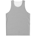 Grey And White Zigzag Pattern Print Men's Tank Top