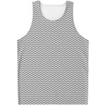 Grey And White Zigzag Pattern Print Men's Tank Top