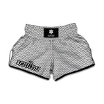 Grey And White Zigzag Pattern Print Muay Thai Boxing Shorts