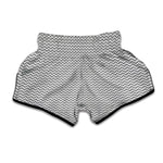 Grey And White Zigzag Pattern Print Muay Thai Boxing Shorts