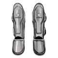 Grey And White Zigzag Pattern Print Muay Thai Shin Guards
