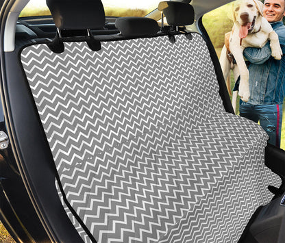 Grey And White Zigzag Pattern Print Pet Car Back Seat Cover