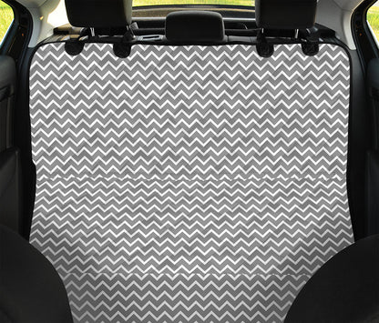 Grey And White Zigzag Pattern Print Pet Car Back Seat Cover