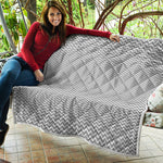 Grey And White Zigzag Pattern Print Quilt