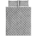 Grey And White Zigzag Pattern Print Quilt Bed Set