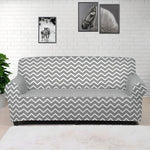Grey And White Zigzag Pattern Print Sofa Cover