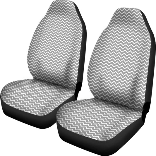 Grey And White Zigzag Pattern Print Universal Fit Car Seat Covers