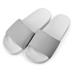 Grey And White Zigzag Pattern Print White Slide Sandals