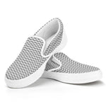 Grey And White Zigzag Pattern Print White Slip On Shoes